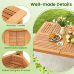 7 Piece Patio Acacia Wood Dining Set Solid Wooden Dining Furniture with Umbrella Hole - Image 10