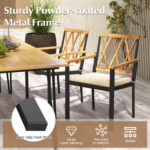 7 Piece Patio Acacia Wood Dining Set Solid Wooden Dining Furniture with Umbrella Hole - Image 7