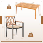 7 Piece Patio Acacia Wood Dining Set Solid Wooden Dining Furniture with Umbrella Hole - Image 5