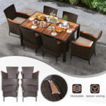 7 Pieces Garden Dining Patio Rattan Set with Cushions for Backyard - Image 10