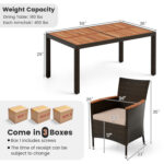 7 Pieces Garden Dining Patio Rattan Set with Cushions for Backyard - Image 5