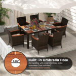 7 Pieces Garden Dining Patio Rattan Set with Cushions for Backyard - Image 6
