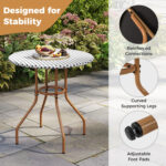 3 Piece French Bistro Table Chair Set with Outdoor Wicker Round Table and 2 Dining Chairs - Image 15