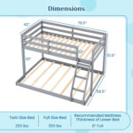 Twin Over Full Bunk Bed Low Floor Bunk Bed Frame - Image 4
