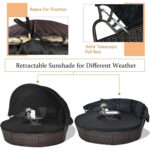 Patio Round Rattan Daybed with Retractable Canopy and Height Adjustable Coffee Table - Image 12