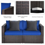 2 Pieces Patio Rattan Sectional Conversation Sofa Set - Image 9