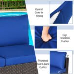2 Pieces Patio Rattan Armless Sofa Set with 2 Cushions and 2 Pillows - Image 8