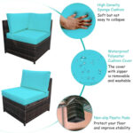 6 Piece Wicker Patio Sectional Sofa Set with Tempered Glass Coffee Table - Image 9