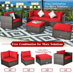 6 Pieces Patio Rattan Furniture Set with Sectional Cushion - Image 3