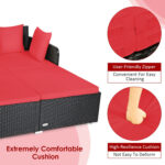 Spacious Outdoor Rattan Daybed with Upholstered Cushions and Pillows - Image 12