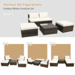 5 Pieces Wicker Lounge Chair Set with Washable Zippered Cushions - Image 9