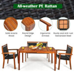 4 Pieces Acacia Wood Patio Rattan Dining Furniture Set - Image 13