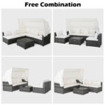 6 Pieces Patio Rattan Furniture Set with Retractable Canopy - Image 10
