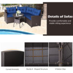 4 Pieces Patio Rattan Furniture Set Cushioned Sofa Glass Table - Image 9