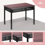 5 Pieces Dining Set Wood Metal Table and 4 Chairs with Cushions - Image 10