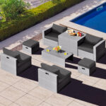 8 Pieces Patio Rattan Furniture Set with Storage Waterproof Cover and Cushion - Image 2