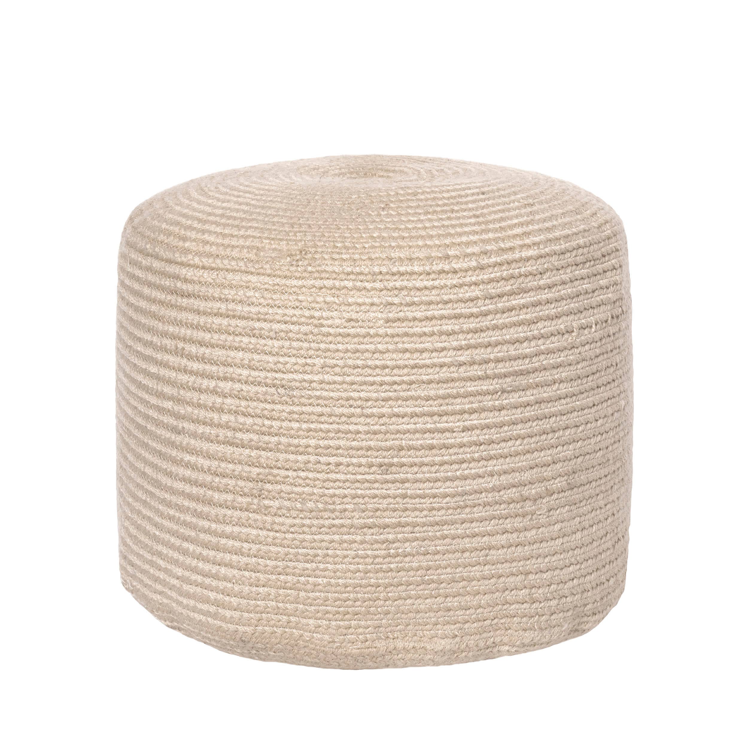 Braided Indoor/Outdoor Filled Ottoman Pouf