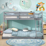 Twin Over Full Bunk Bed Low Floor Bunk Bed Frame - Image 5