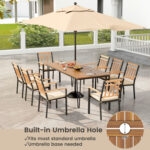 9-Piece Patio Dining Set 35.5 Inch Acacia Wood Table with Umbrella Hole and 24-Inch Wide Chairs - Image 7