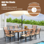 9 Pieces Patio Dining Set 39.5 Inch Acacia Wood Table with Umbrella Hole and 24-Inch Wide Chairs - Image 7