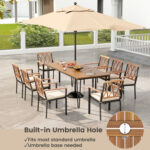 9-Piece Patio Dining Set 35.5 Inch Acacia Wood Table with Umbrella Hole and 22.5-Inch Wide Chairs - Image 6