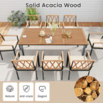 9-Piece Patio Dining Set 35.5 Inch Acacia Wood Table with Umbrella Hole and 22.5-Inch Wide Chairs - Image 7