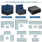 7 Pieces Sectional Wicker Furniture Sofa Set with Tempered Glass Top Coffee Table - Image 5