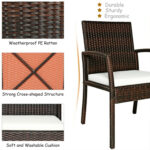 7 Pieces Patio Rattan Cushioned Dining Set with Umbrella Hole - Image 12