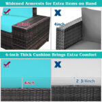 6 Piece Wicker Patio Sectional Sofa Set with Tempered Glass Coffee Table - Image 10