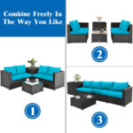4 Pieces Outdoor Patio Rattan Furniture Set with Loveseat and Storage Box - Image 7