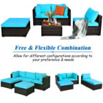 5 Pieces Patio Sectional Rattan Furniture Set with Ottoman Table - Image 7