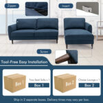 L-Shaped Fabric Sectional Sofa with Chaise Lounge and Solid Wood Legs - Image 8