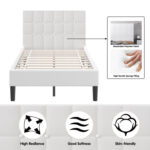 Twin Upholstered Bed Frame with Button Tufted Headboard - Image 8