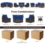 4 Pieces Patio Rattan Furniture Set Cushioned Sofa Glass Table - Image 5