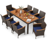 9 Piece Outdoor Dining Set with Acacia Wood Table Top - Image 4