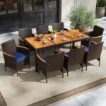 9 Piece Outdoor Dining Set with Acacia Wood Table Top - Image 2