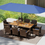 9 Piece Outdoor Dining Set with Acacia Wood Table Top - Image 3