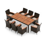 10 Piece Outdoor Dining Set with 15 Feet Double-Sided Twin Patio Umbrella - Image 6