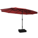 10 Piece Outdoor Dining Set with 15 Feet Double-Sided Twin Patio Umbrella - Image 7