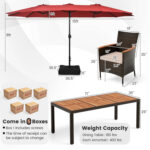 10 Piece Outdoor Dining Set with 15 Feet Double-Sided Twin Patio Umbrella - Image 5