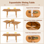 9 Pieces Outdoor Acacia Wood Patio Dining Set for 6-8 - Image 7