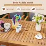 9 Pieces Outdoor Acacia Wood Patio Dining Set for 6-8 - Image 6