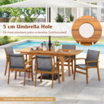 9 Pieces Outdoor Acacia Wood Patio Dining Set for 6-8 - Image 8