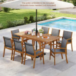 9 Pieces Outdoor Acacia Wood Patio Dining Set for 6-8 - Image 3