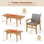 9 Pieces Outdoor Acacia Wood Patio Dining Set for 6-8 - Image 5
