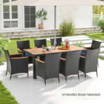 9 Pieces Outdoor Dining Set with Acacia Wood Tabletop for Garden - Image 2