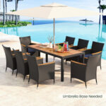 9 Pieces Outdoor Dining Set with Acacia Wood Tabletop for Garden - Image 6