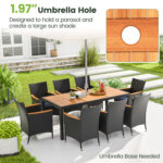 9 Pieces Outdoor Dining Set with Acacia Wood Tabletop for Garden - Image 7