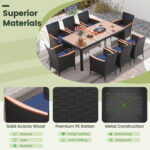 9 Pieces Outdoor Dining Set with Acacia Wood Tabletop for Garden - Image 10