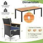 9 Pieces Outdoor Dining Set with Acacia Wood Tabletop for Garden - Image 5